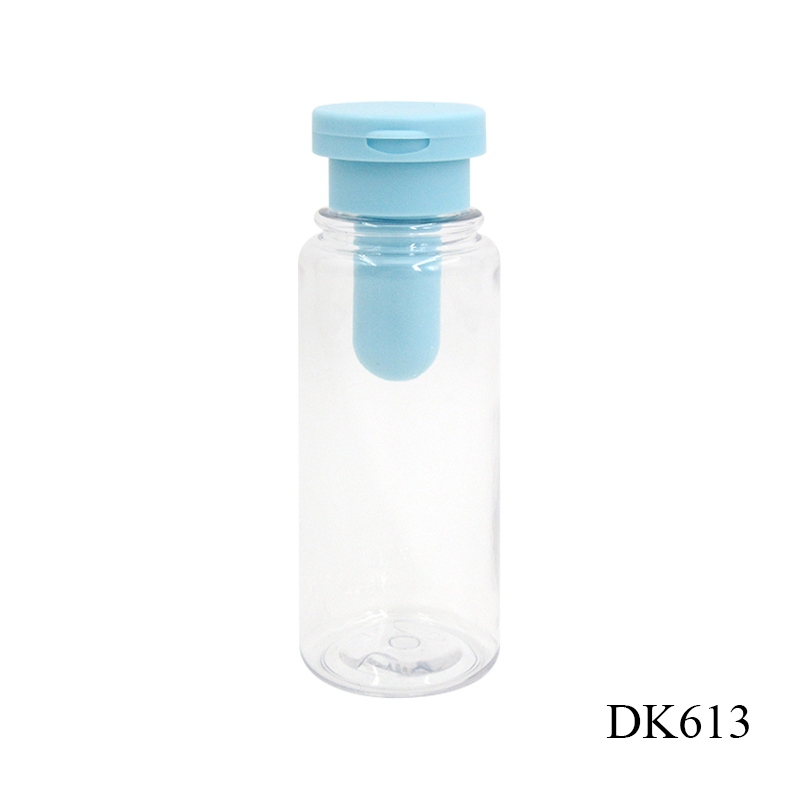 60ml+1ml PET plastic transparent round skin care lotion bottle, separated design clamshell toner container