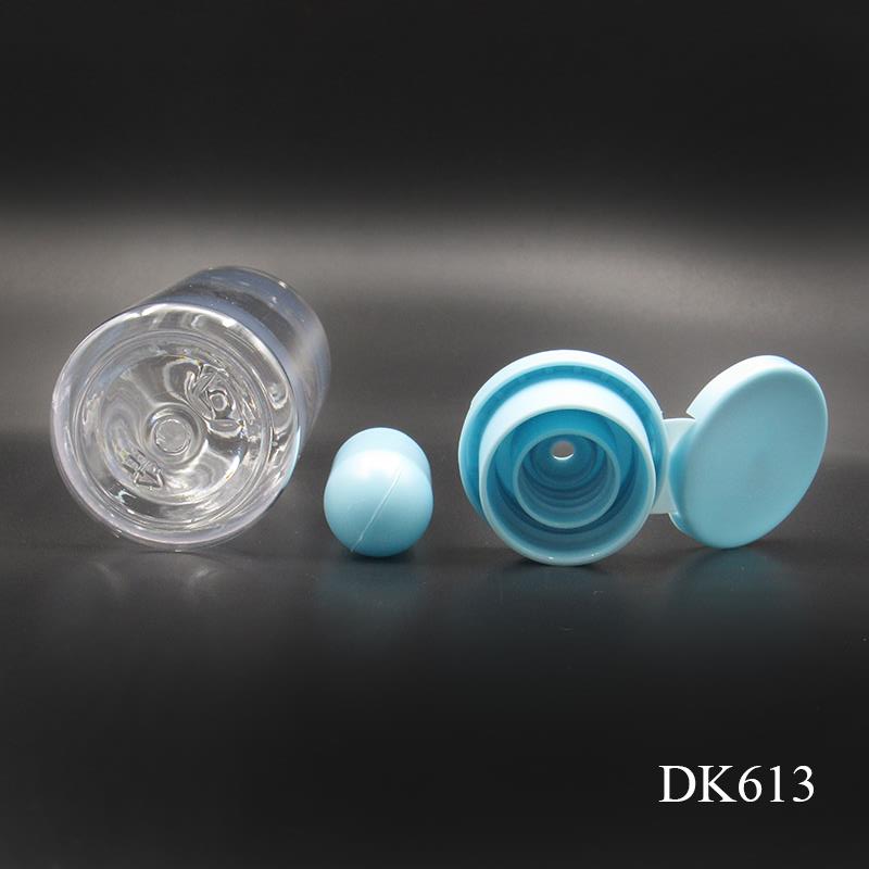 60ml+1ml PET plastic transparent round skin care lotion bottle, separated design clamshell toner container