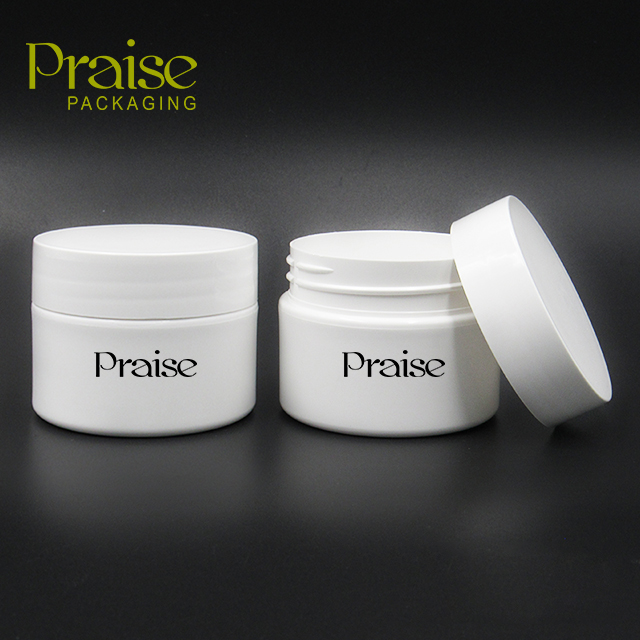 Custom label 35g wide mouth plastic empty jar white cosmetic cream container packaging