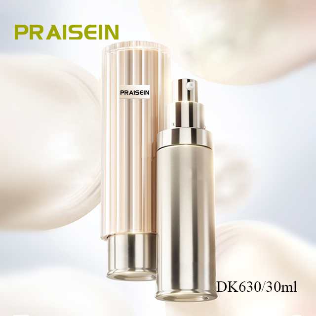 High-quality golden skin care bottle manufacturers customized 30ml round plastic lotion container with pump and lid