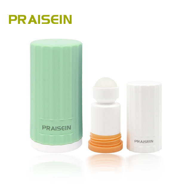 Supply 14.2ml 50ml round plastic roll on empty bottle deodorant container with rotating lid, skin care essential oil bottle