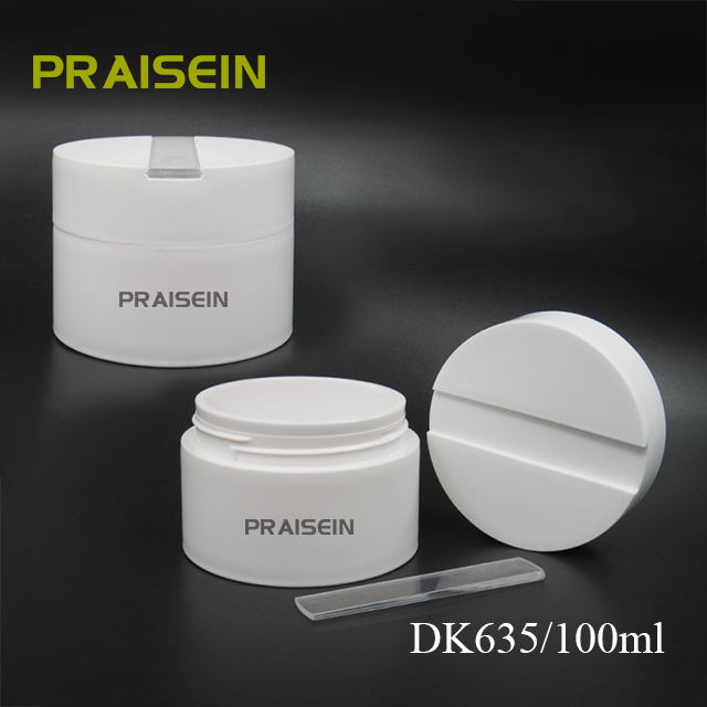 100ml white cosmetic face cream jar supply round wide mouth plastic jars, empty cream container with spoon