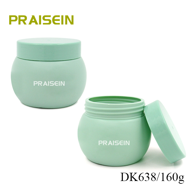 HDPE plastic cosmetics containers produce 160g round wide mouth cream jar packaging, green hair cream jars