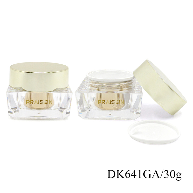 30g/50g empty acrylic cream jars custom 30ml/60ml gold square lotion bottle luxury cosmetic packaging container