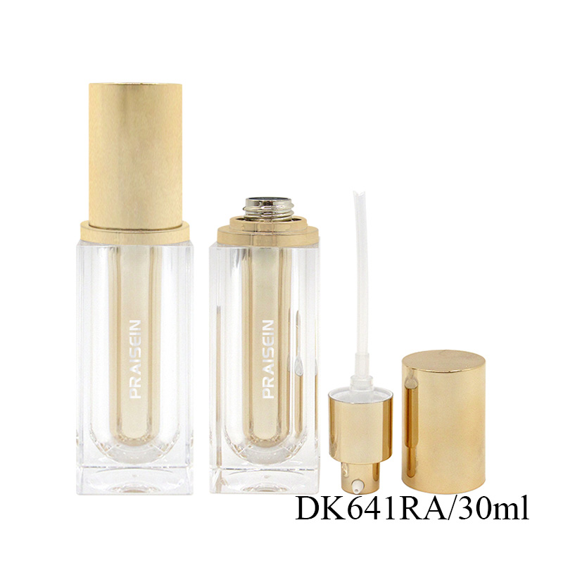 30g/50g empty acrylic cream jars custom 30ml/60ml gold square lotion bottle luxury cosmetic packaging container