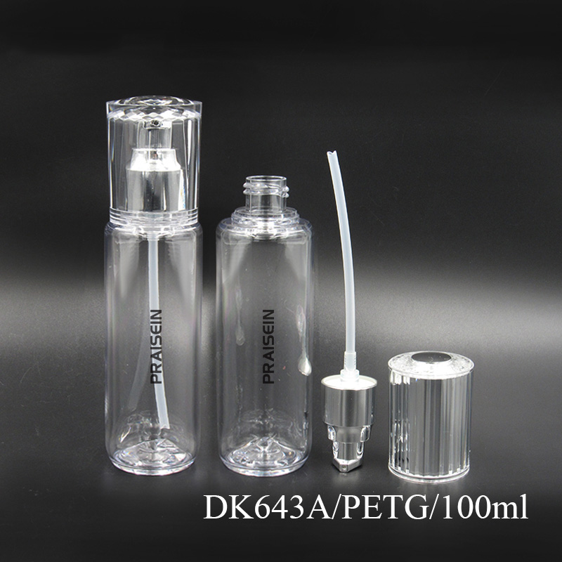 100ml/120ml/150ml/200ml Custom lid round PET plastic cosmetic container round empty lotion bottle with dispenser pump