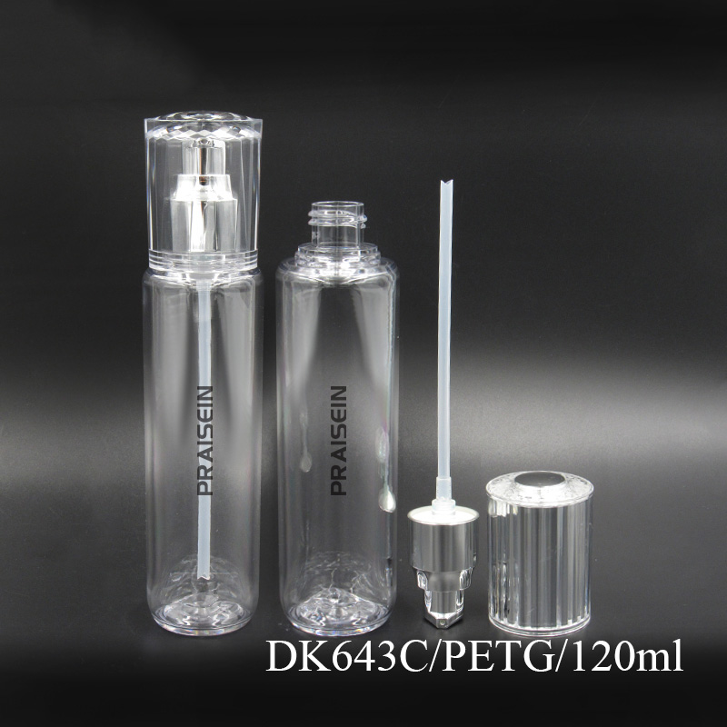 100ml/120ml/150ml/200ml Custom lid round PET plastic cosmetic container round empty lotion bottle with dispenser pump