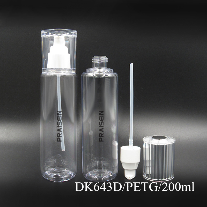 100ml/120ml/150ml/200ml Custom lid round PET plastic cosmetic container round empty lotion bottle with dispenser pump