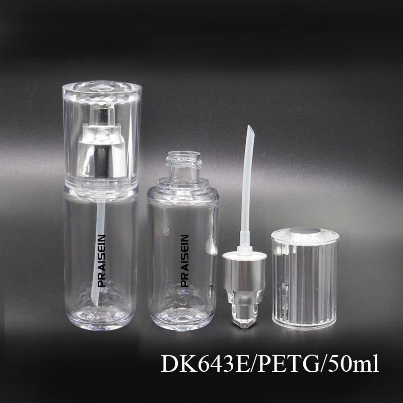 100ml/120ml/150ml/200ml Custom lid round PET plastic cosmetic container round empty lotion bottle with dispenser pump