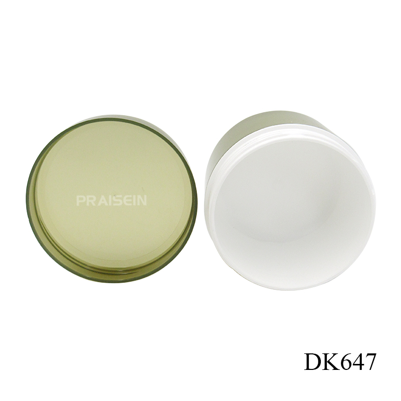 Green cosmetic face cream plastic container custom skin care packaging 200g refillable cream jar with lid