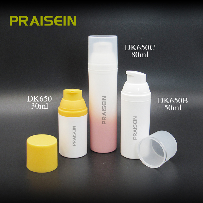 Supply wholesale containers plastic skin care lotion bottle with custom label 30ml 50ml 80ml empty round lotion pump bottle