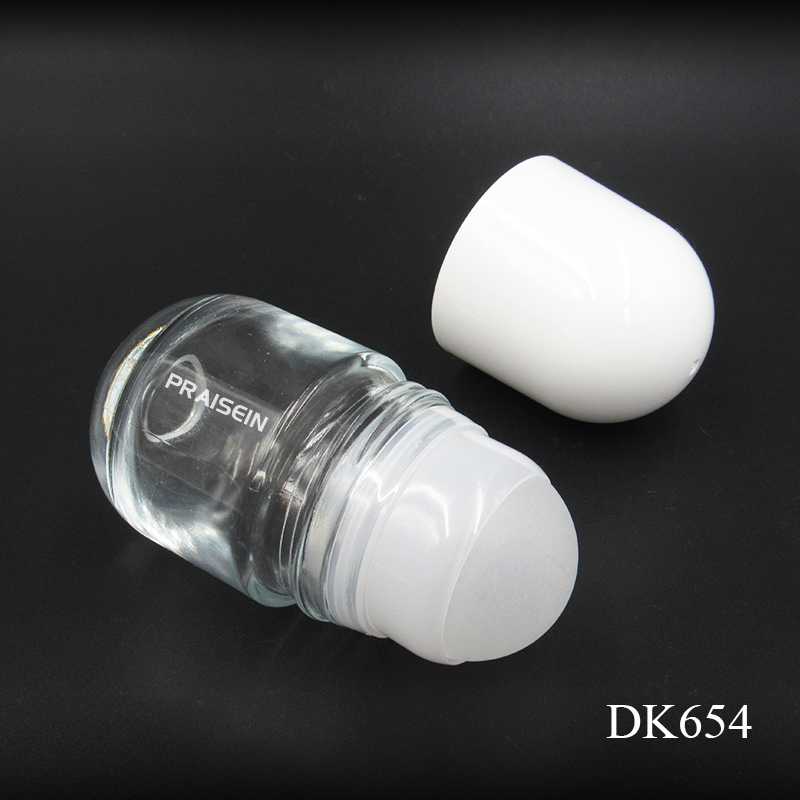 Wholesale transparent 50ml round deodorant roll on bottle essential oil roll on perfume bottle