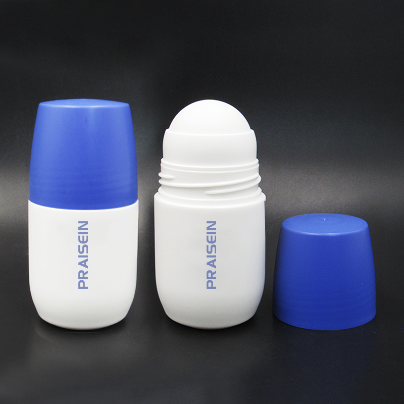 Wholesale 50ml empty plastic perfume roll on bottle white matte deodorant container