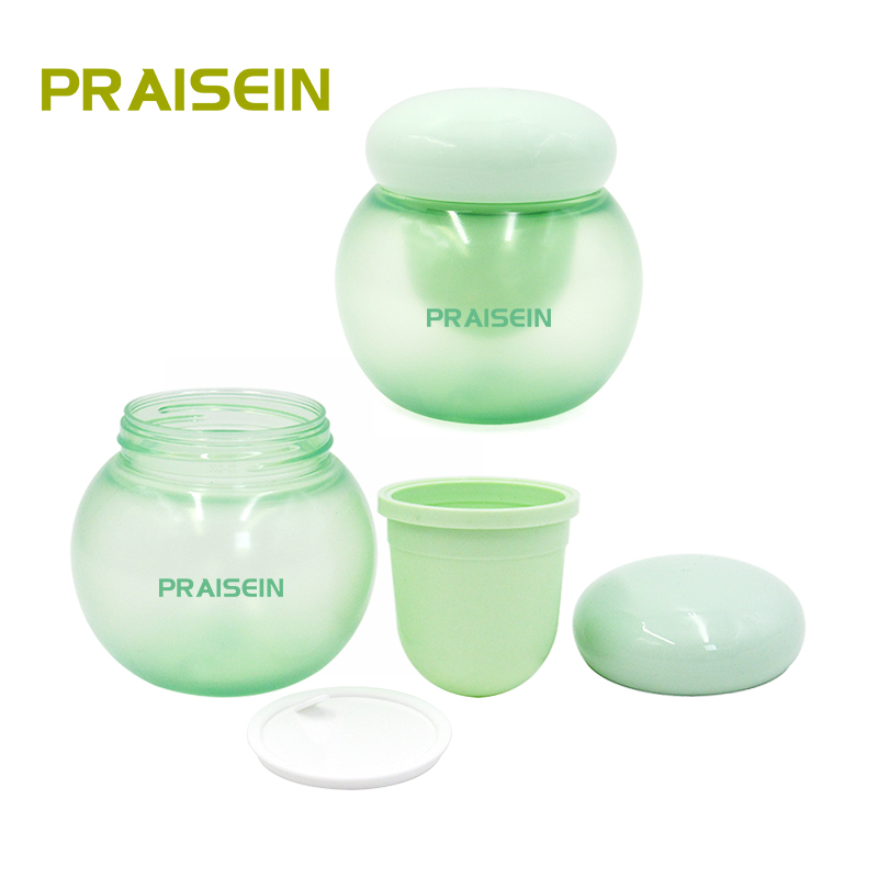 1.7oz 50g round PET plastic scrub cosmetic face cream jar with lid green wide mouth cream packaging bottle