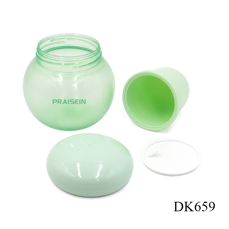 1.7oz 50g round PET plastic scrub cosmetic face cream jar with lid green wide mouth cream packaging bottle