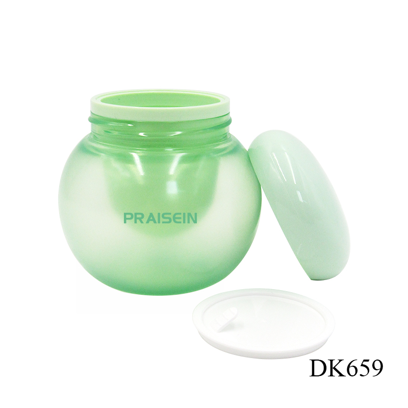 1.7oz 50g round PET plastic scrub cosmetic face cream jar with lid green wide mouth cream packaging bottle