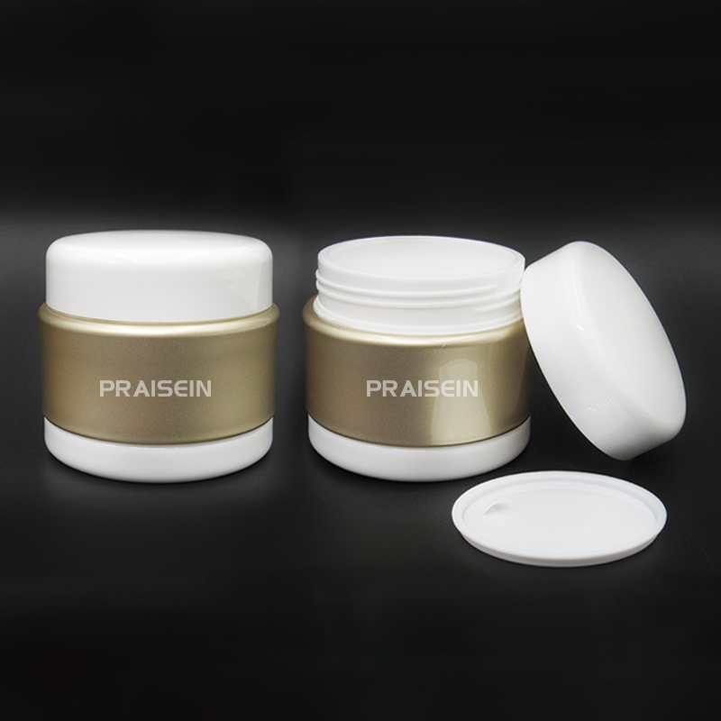 Custom mute gold round skin cream container with plastic lid 50g/100g empty wide mouth cream jar packaging