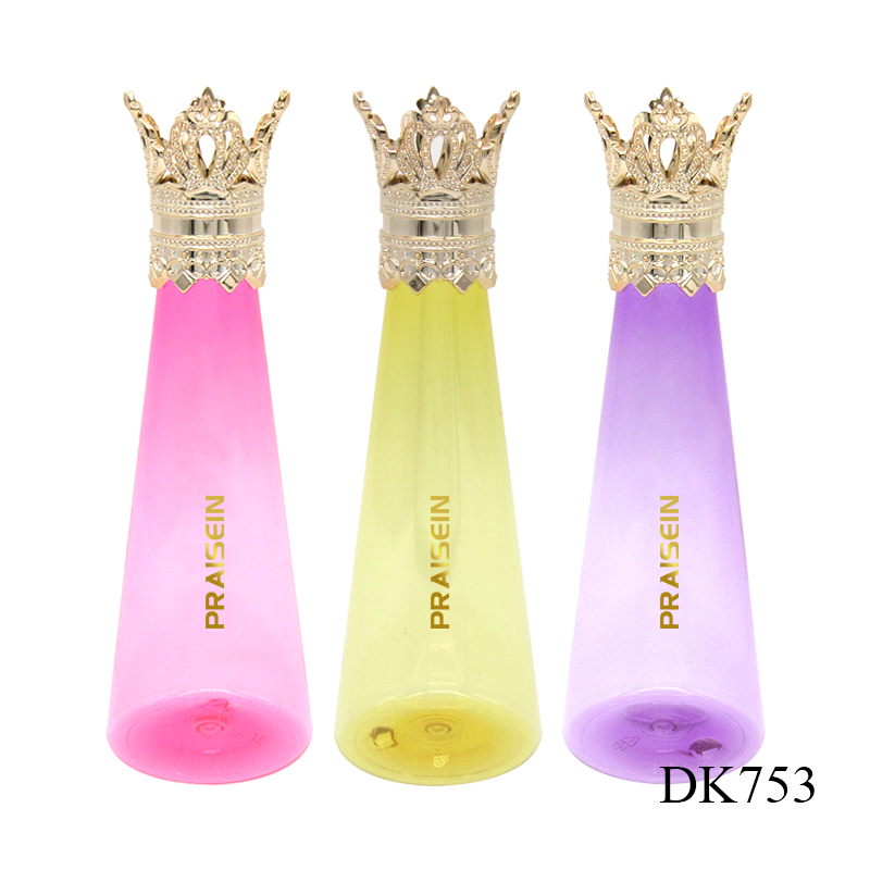 PET plastic skin care toner container 300ml crown design round lotion bottle, empty body wash packaging bottle