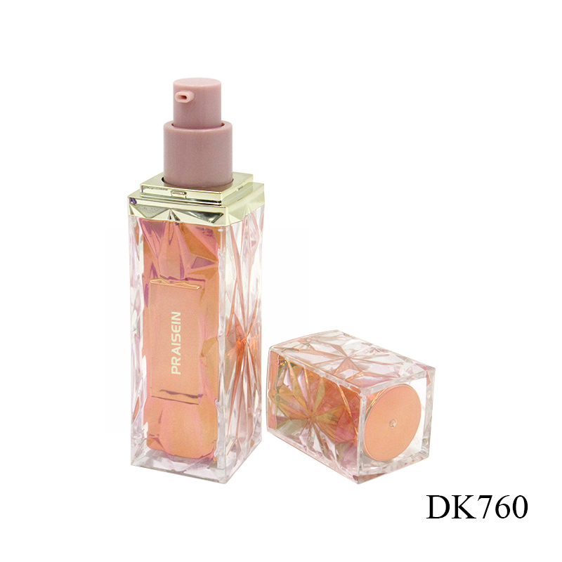 Skin care acrylic lotion container 30ml 50ml square essence bottle with pump plastic cosmetic bottles customized