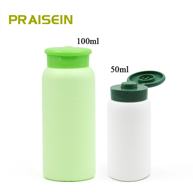 Colorful 50ml 100ml plastic baby talcum powder bottle