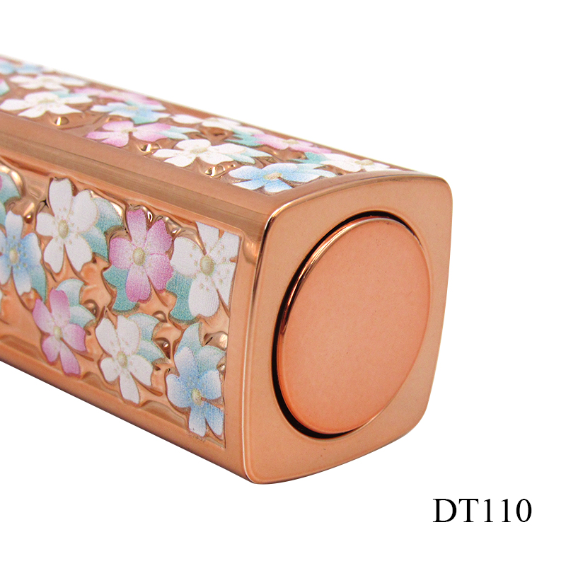 Factory customized 3D printed plastic lipstick tube, spring press type cosmetic lipstick container, square gold lip balm casing