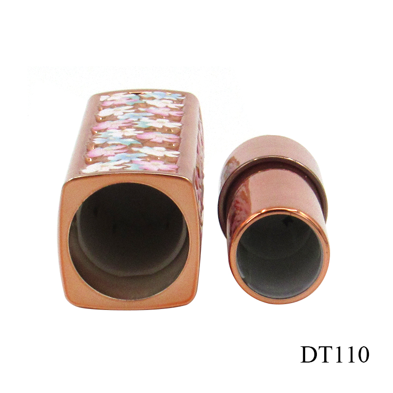 Factory customized 3D printed plastic lipstick tube, spring press type cosmetic lipstick container, square gold lip balm casing