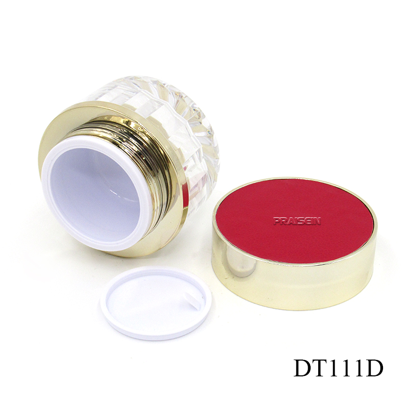 Round gold cosmetic empty cream packaging with lid plastic skin care container 50g acrylic cream jars