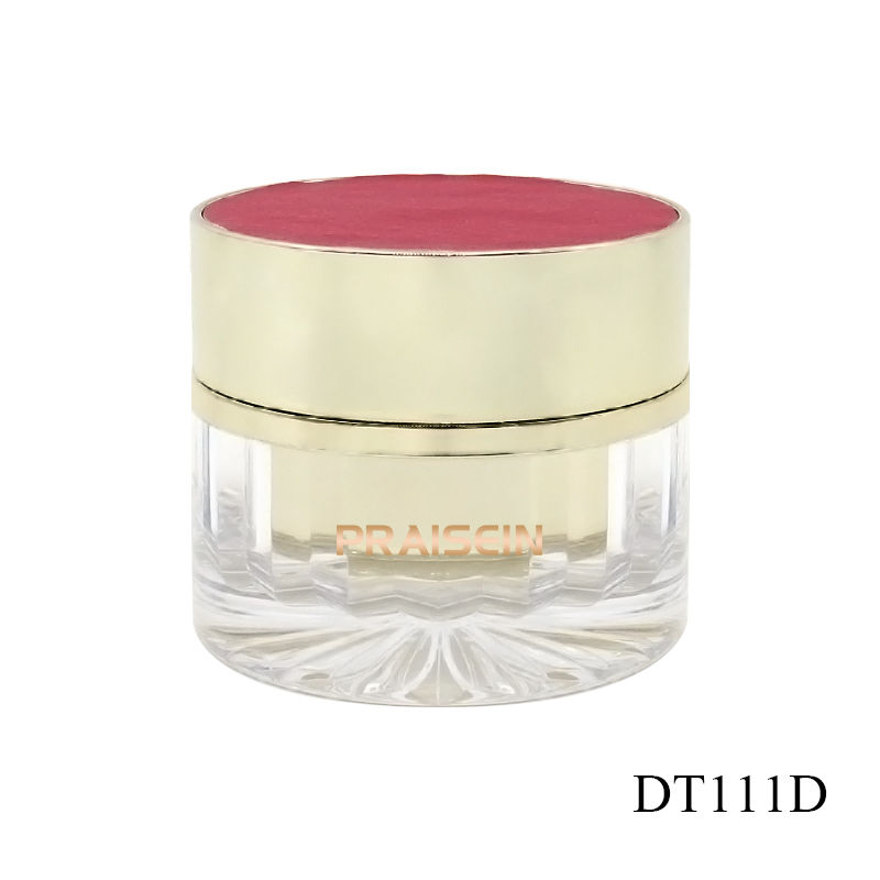 Round gold cosmetic empty cream packaging with lid plastic skin care container 50g acrylic cream jars