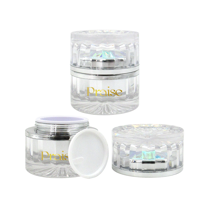 Factory manufactures high quality face cream container packaging custom logo, 30g/50g round silver empty acrylic cream jar