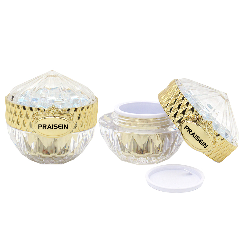 100ml Deluxe acrylic spray bottle packaging Double plastic gold skin care lotion bottle with lid, round empty cream jar