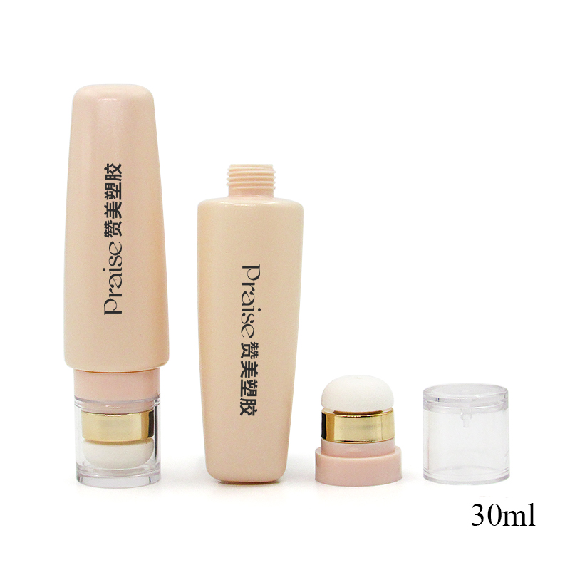 Wholesale custom cosmetic 9g liquid lipstick soft tube with a sponge tool, 30ml/40ml air cushion BB concealer tube packaging