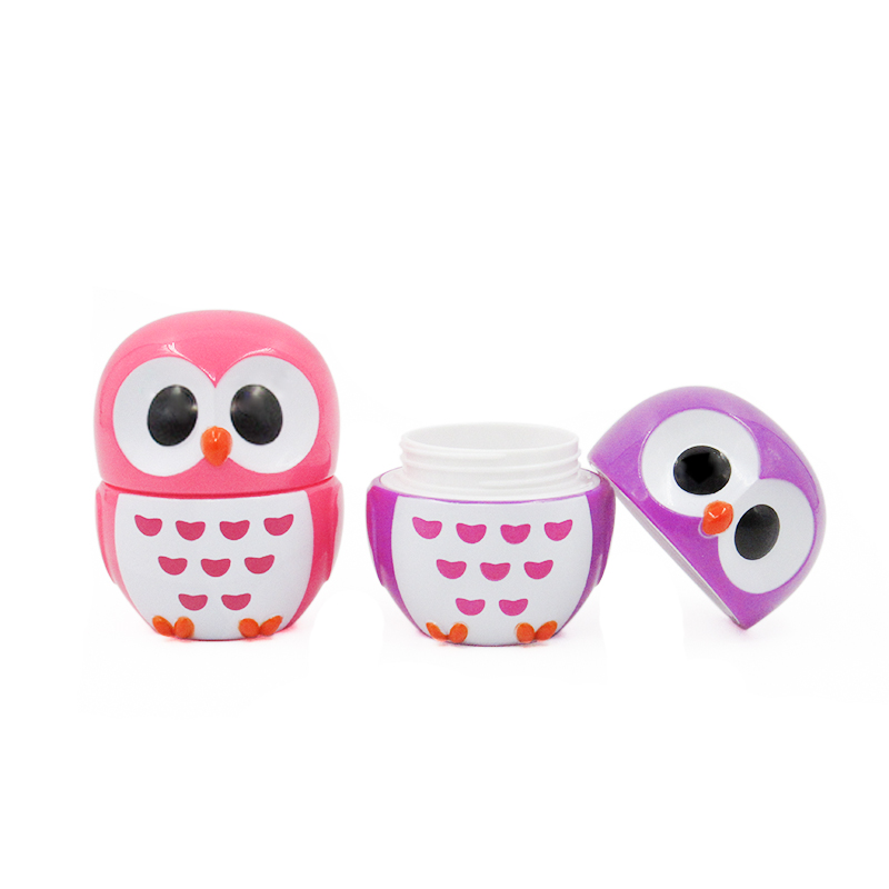 Cute owl shape cosmetic packaging empty 5g lip mask jar container, skin care 30ml cream plastic jar for face or hand