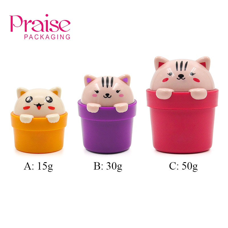 Custom 15/30/50g cute cartoon animal skin care empty cream jar packaging, Cosmetic plastic children's hand cream case