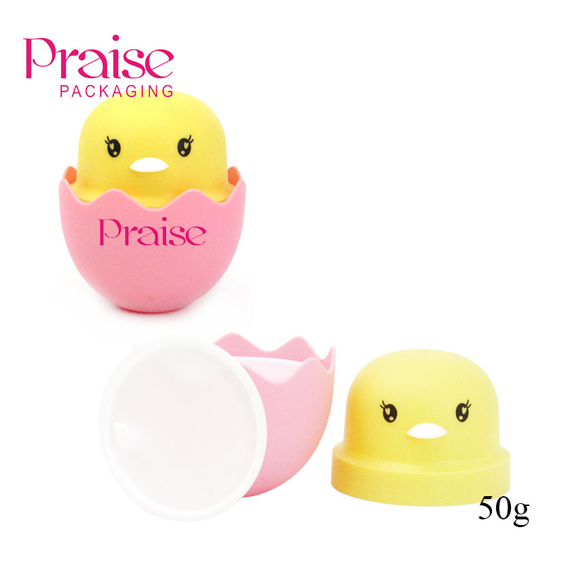 Cute little chicken shape children's face cream container, 50g environmental protection skin cream jar plastic packaging custom