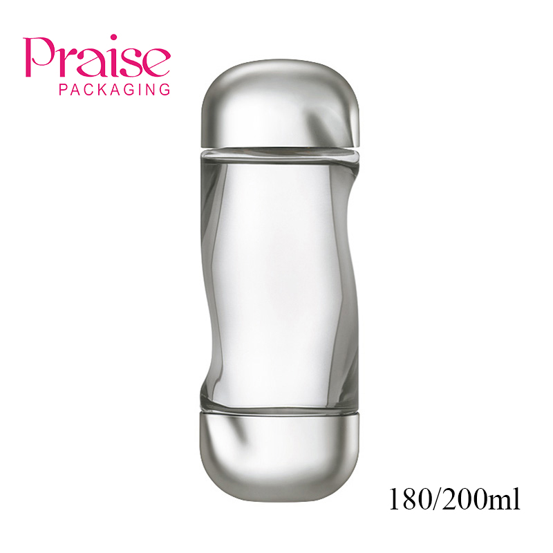 Factory wholesale irregular shape empty skin care plastic clear Toner bottle 180ml/200ml, beauty personal care, reusable bottle