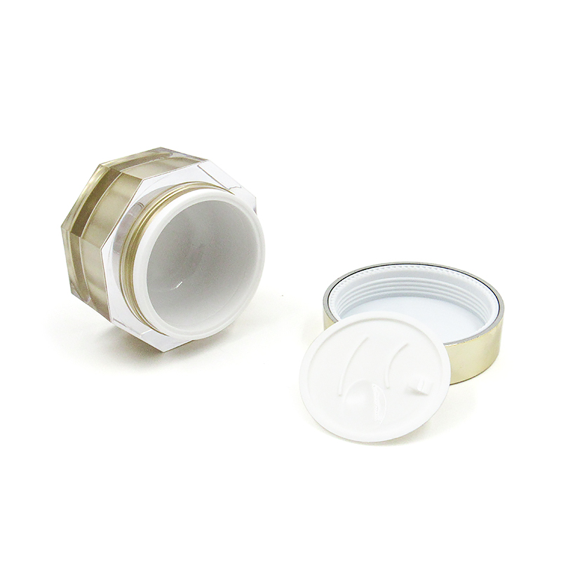 Octagonal acrylic cream container custom skin care packaging 50g plastic facial cream jar with round lid