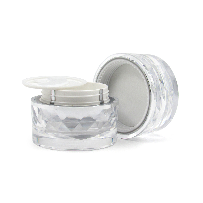 50g round acrylic cream container empty face cream jar with inner pads and cream spoons,for cosmetic/skin care packaging