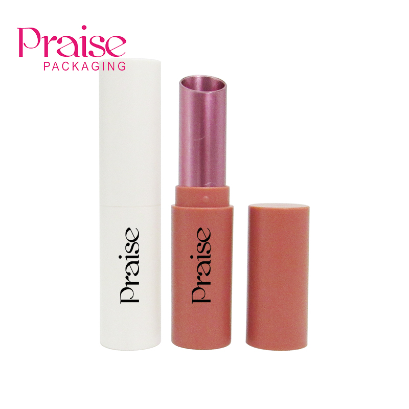 Support custom empty plastic lipstick tube, reusable round lipstick tube with lid cosmetic packaging container