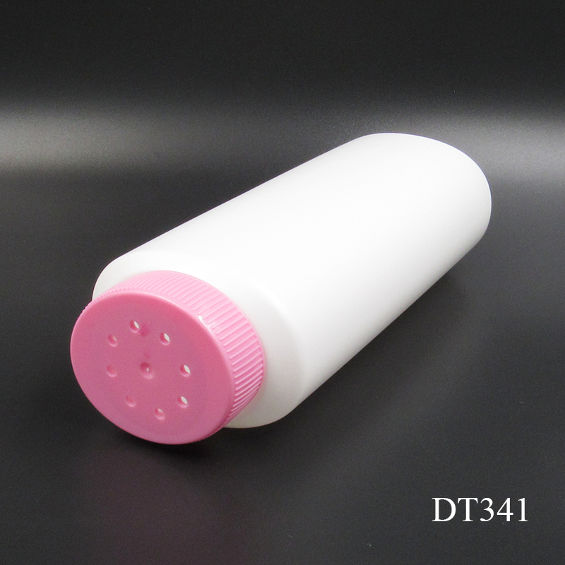 450g white PE plastic talcum powder bottle, wholesale oval pet powder container, cosmetic packaging