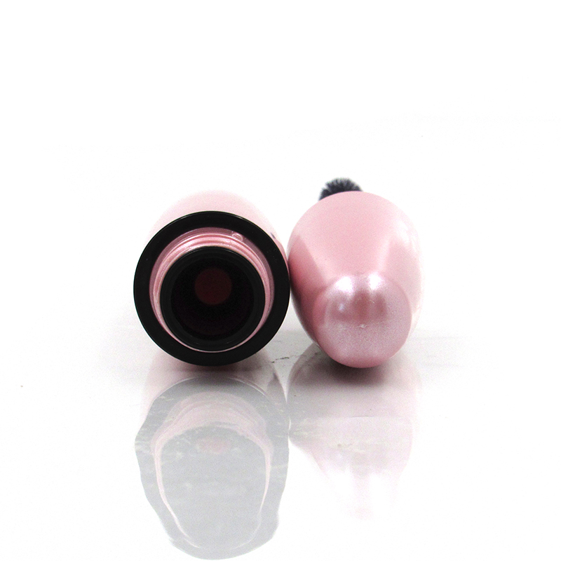 Pearlescent pink round smooth mascara tube with applicator plastic cosmetic packaging container custom logo