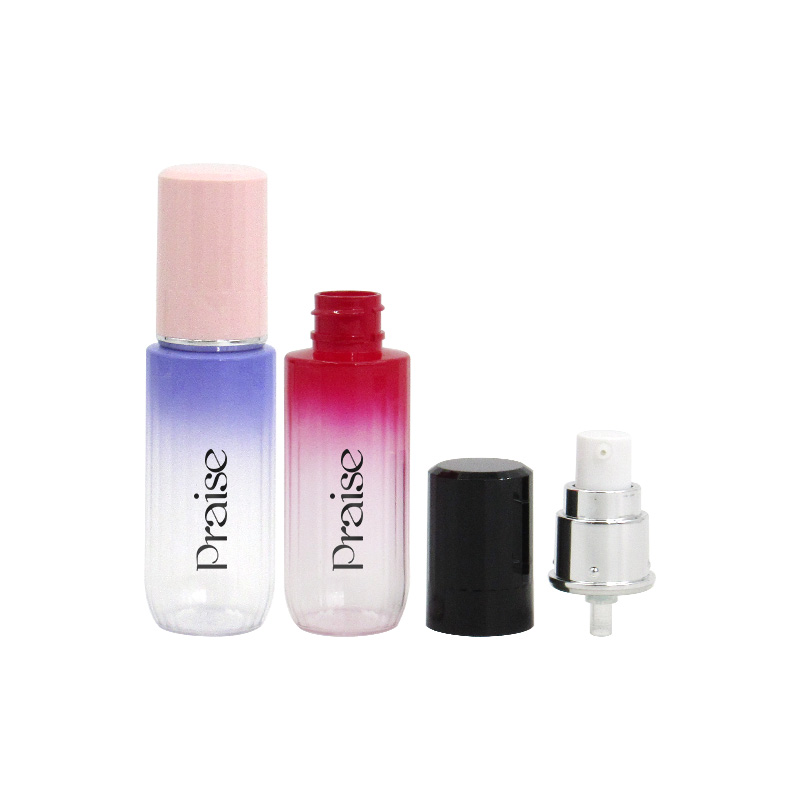 Newly designed round lotion bottle set 50ml/80ml/100ml/150ml round PET plastic press type skin care container bottle packaging