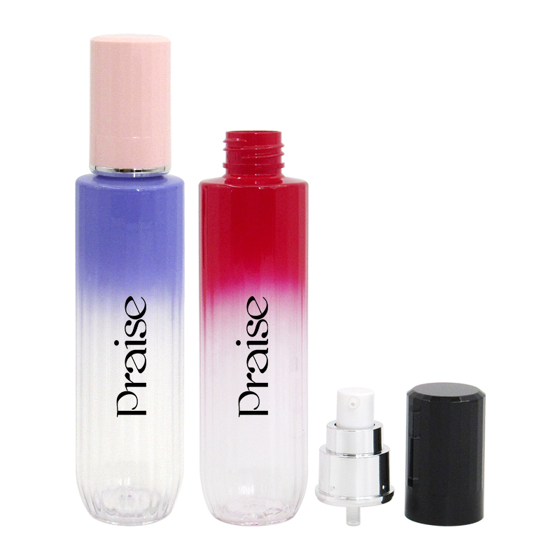 Newly designed round lotion bottle set 50ml/80ml/100ml/150ml round PET plastic press type skin care container bottle packaging