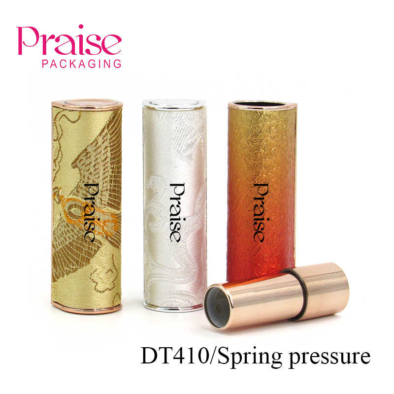 Chinese style design cosmetics lipstick tube,fashion spring press type plastic empty lipstick container packaging custom process