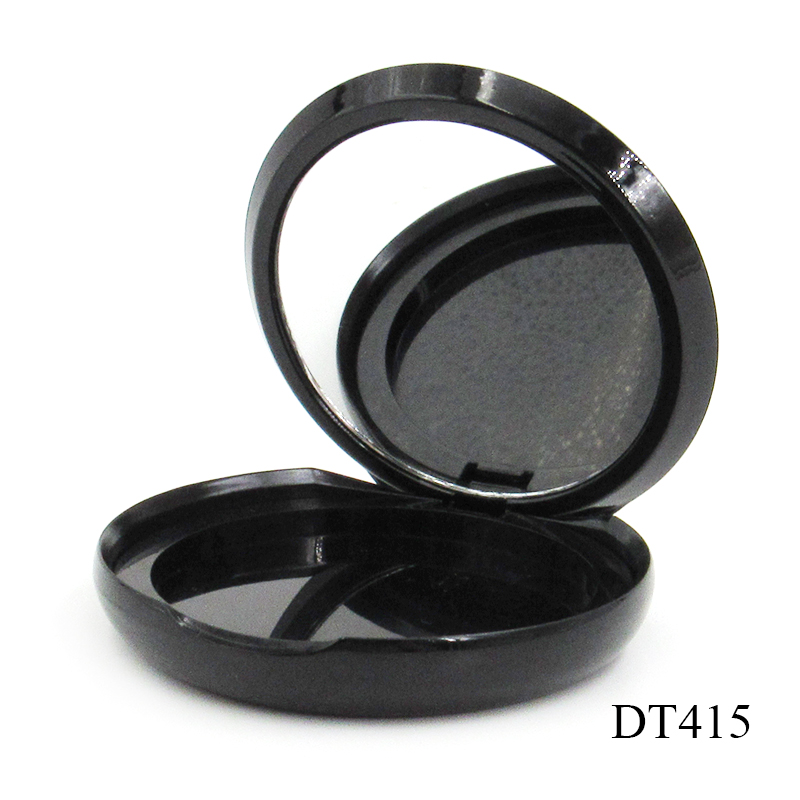 Manufacturer production empty round magnetic adsorption powder compact case cosmetic packaging plastic clamshell blush container