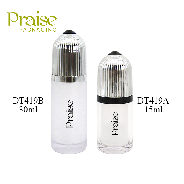 Skin care packaging 15ml/30ml airless plastic lotion container, portable round press type vacuum bottles