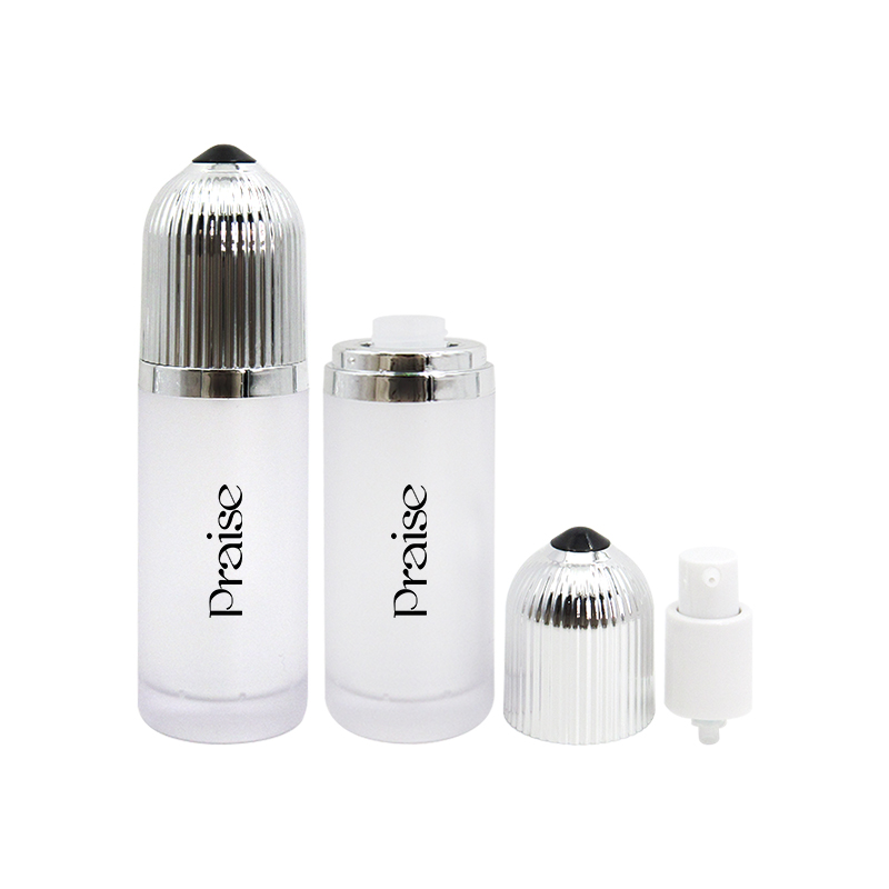 Skin care packaging 15ml/30ml airless plastic lotion container, portable round press type vacuum bottles