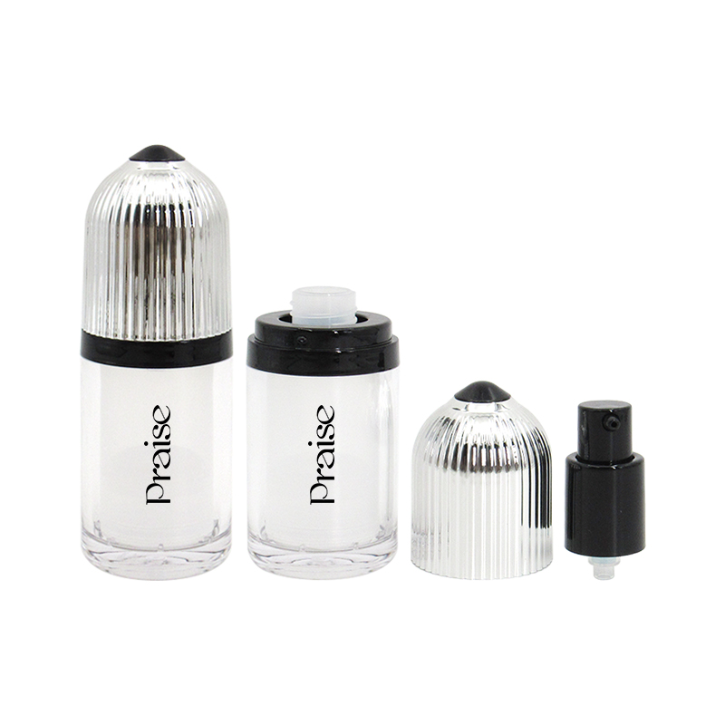 Skin care packaging 15ml/30ml airless plastic lotion container, portable round press type vacuum bottles