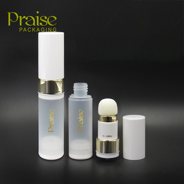 30ml Rotary design circular vacuum bottle custom logo plastic airless cosmetics concealer foundation bottle with puff