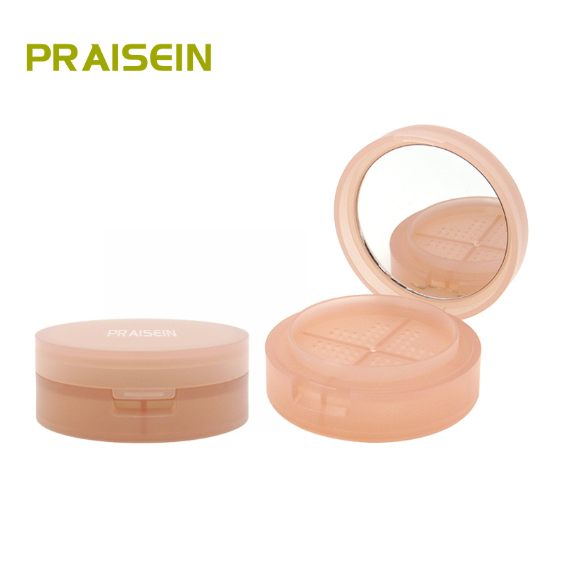 New 8g empty round plastic flip cosmetic loose powder container with sifter 4-color plastic loose powder packaging