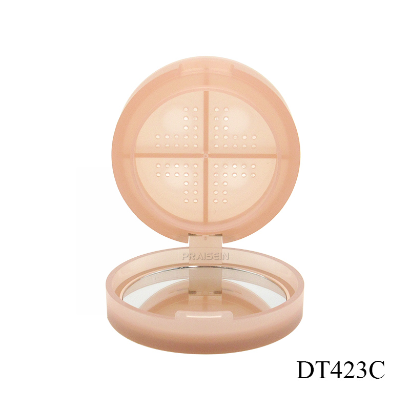 New 8g empty round plastic flip cosmetic loose powder container with sifter 4-color plastic loose powder packaging